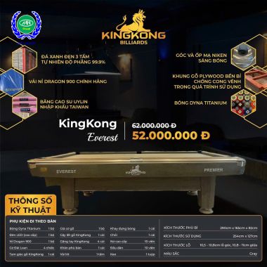 BÀN BIDA LỖ/POOL KINGKONG EVEREST