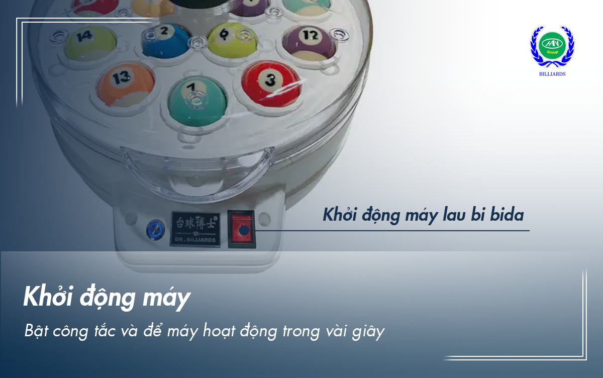 khởi động máy lau bi bida