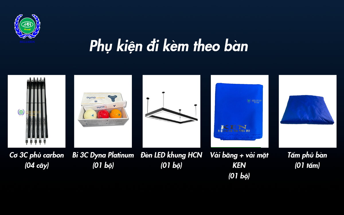 Phụ kiện đi kèm theo bàn bida 3C Table Min 2022