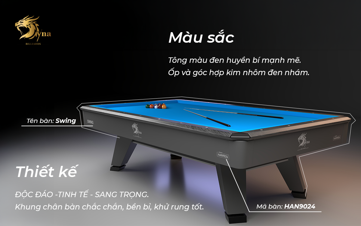 Thiết kế và màu sắc bàn bida 3C dyna