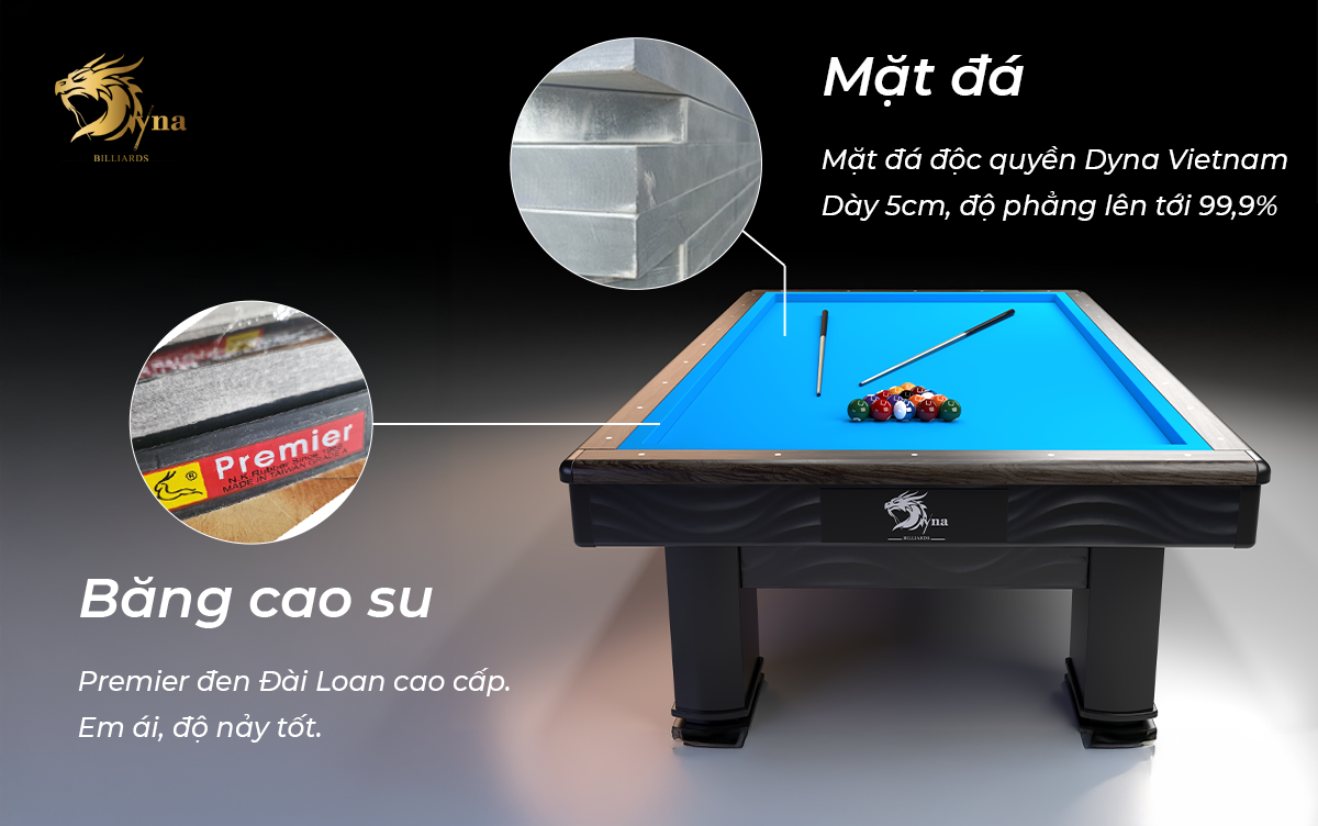 mặt đá và thành băng bàn bida líp