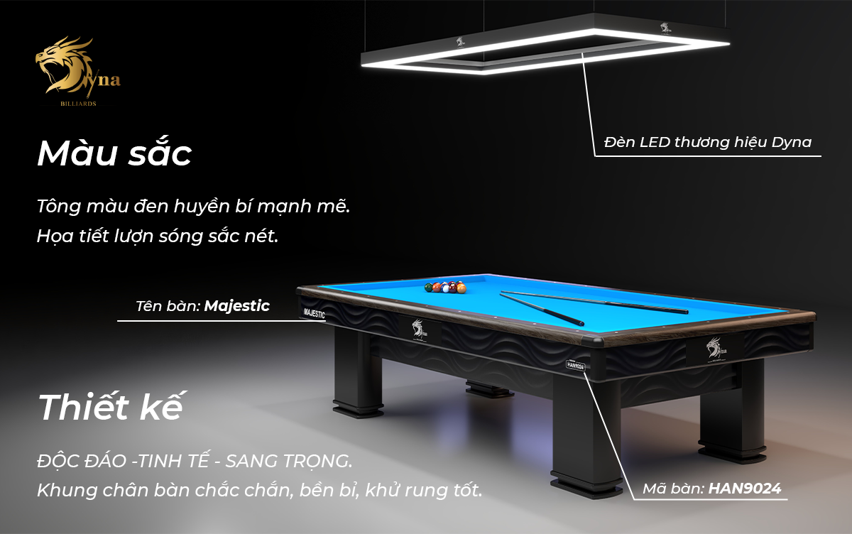 thiết kế và màu sắc bàn bida líp