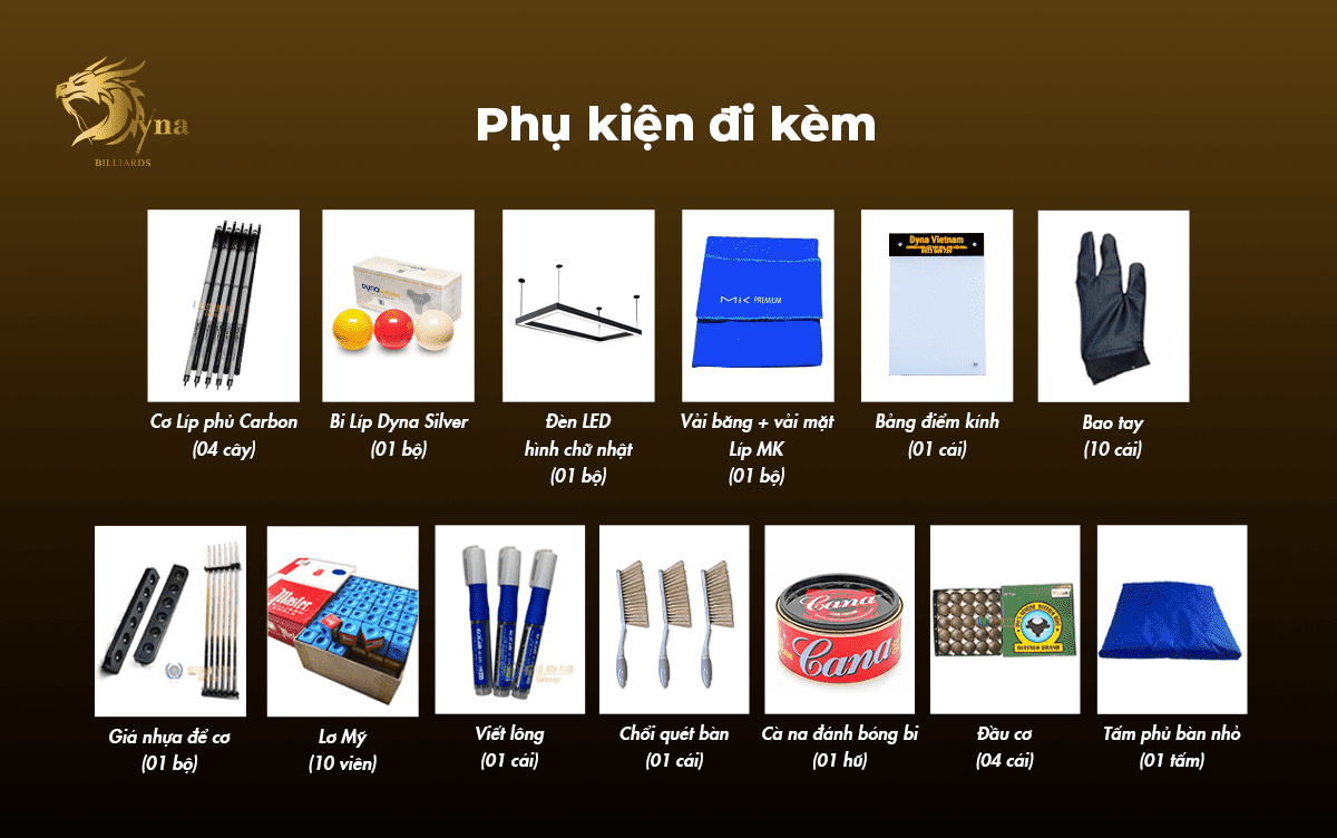 phụ kiện đi kèm bàn bida 