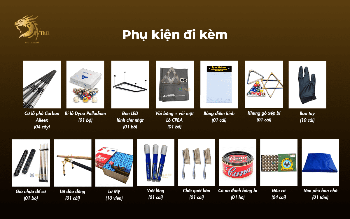 phụ kiện đi kèm bàn bida