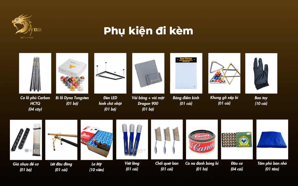 phụ kiện đi kèm bàn bida