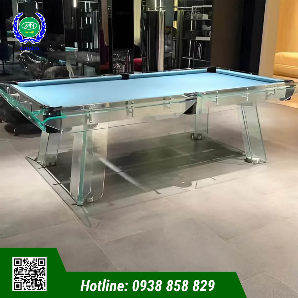 BÀN BIDA LỖ/POOL FULL KÍNH