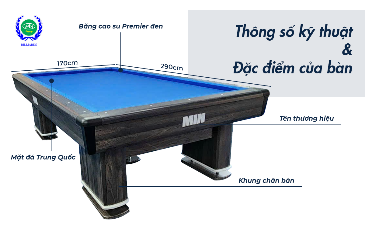 thông số kỹ thuật bàn bida líp min
